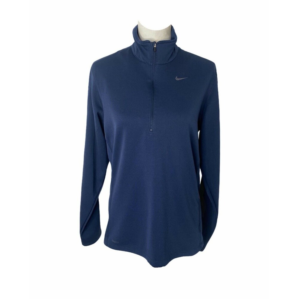 Nike Women’s Sweatshirt Blue Fit-Dry 1/2 Zip Athletic High Neck Size Small
